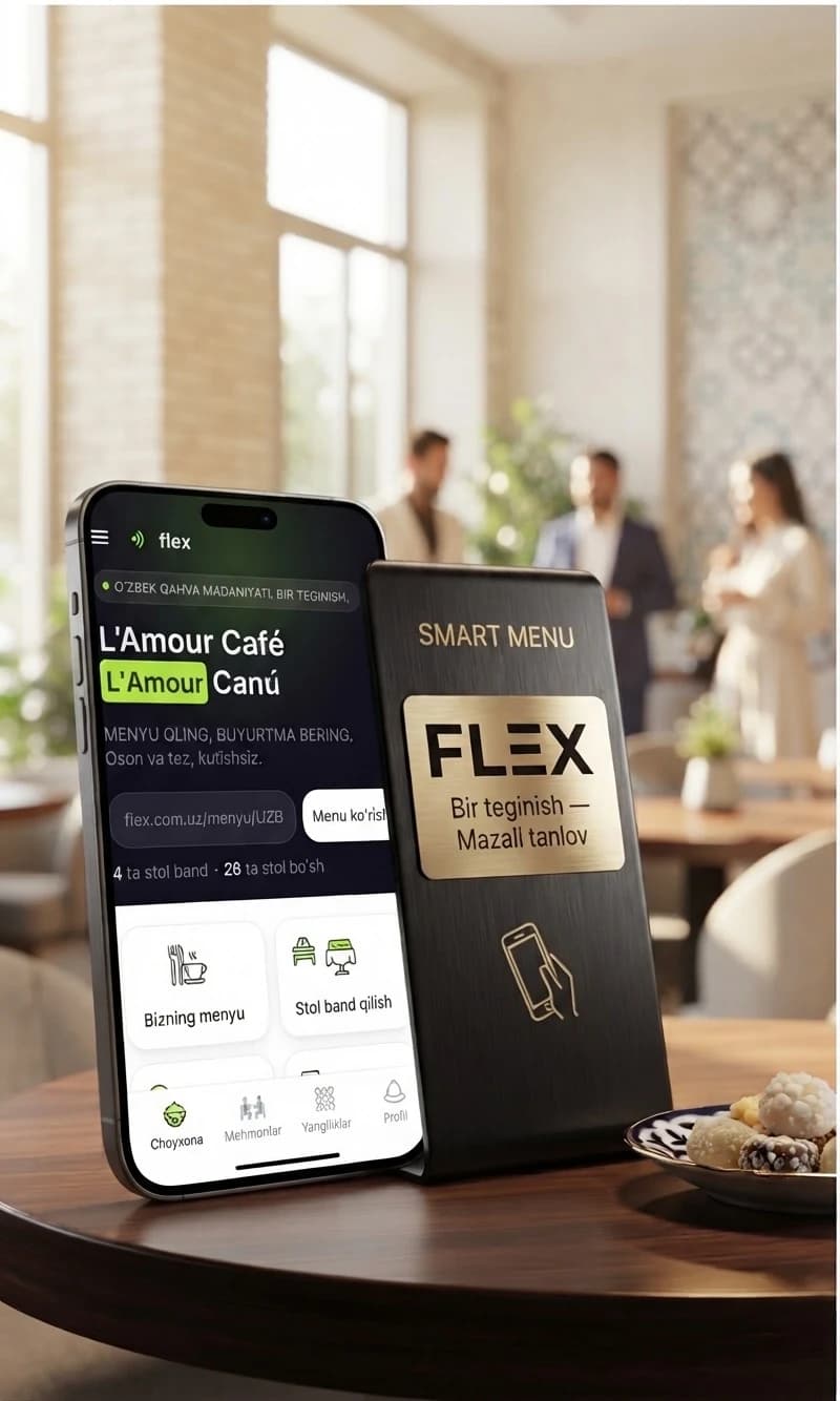 Kafe, mehmonxona va do'kon uchun NFC menyu